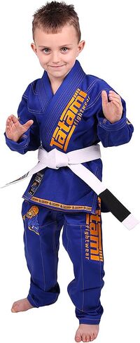 Tatami Fightwear Meerkatsu Kids Animal Jiu Jitsu Gi, 425GSM Jacket, Twill BJJ Pants, and White Belt, Royal Blue, M0000 in Saudi Arabia