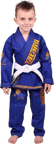 Tatami Fightwear Meerkatsu Kids Animal Jiu Jitsu Gi, 425GSM Jacket, Twill BJJ Pants, and White Belt, Royal Blue, M0000 in Saudi Arabia