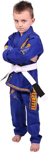 Tatami Fightwear Meerkatsu Kids Animal Jiu Jitsu Gi, 425GSM Jacket, Twill BJJ Pants, and White Belt, Royal Blue, M0000 in Saudi Arabia