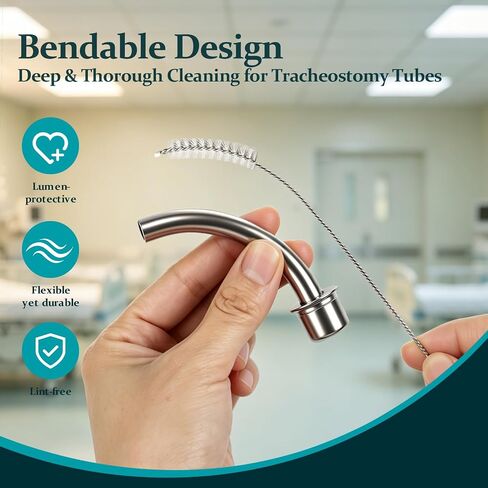 50 Pcs Tracheostomy Cleaning Brushes, 7.8 Inch Bendable Trach Tube Brush with Nylon Bristles (10mm/0.3in Diameter) for Tracheostomy Supplies Cleaning Pipe, and Tubes in Kuwait