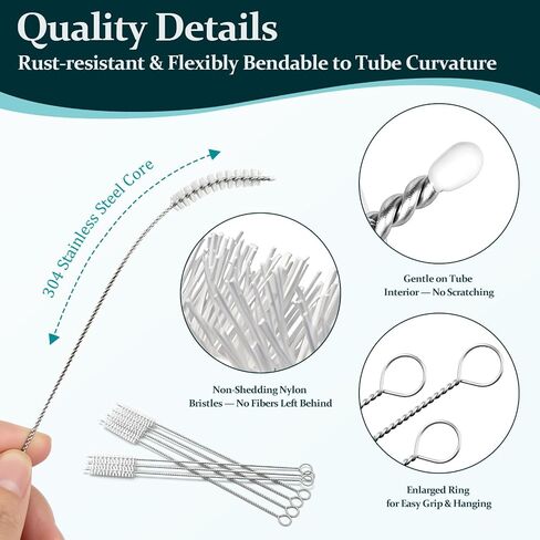 50 Pcs Tracheostomy Cleaning Brushes, 7.8 Inch Bendable Trach Tube Brush with Nylon Bristles (10mm/0.3in Diameter) for Tracheostomy Supplies Cleaning Pipe, and Tubes in Kuwait