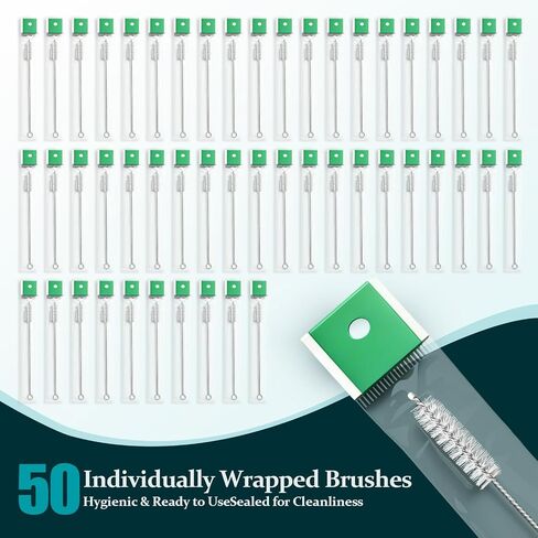 50 Pcs Tracheostomy Cleaning Brushes, 7.8 Inch Bendable Trach Tube Brush with Nylon Bristles (10mm/0.3in Diameter) for Tracheostomy Supplies Cleaning Pipe, and Tubes in Kuwait