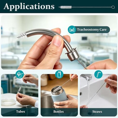 50 Pcs Tracheostomy Cleaning Brushes, 7.8 Inch Bendable Trach Tube Brush with Nylon Bristles (10mm/0.3in Diameter) for Tracheostomy Supplies Cleaning Pipe, and Tubes in Kuwait