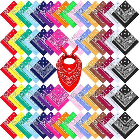 100 Pack Bandanas Bulk Paisley Multipurpose Headwrap Unisex Cowboy Neckerchief Scarf Face Cover Neck Gaiter in Kuwait