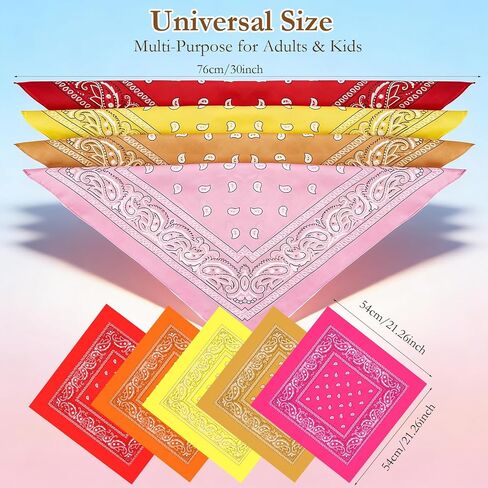 100 Pack Bandanas Bulk Paisley Multipurpose Headwrap Unisex Cowboy Neckerchief Scarf Face Cover Neck Gaiter in Kuwait