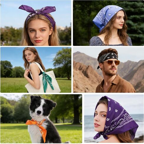 100 Pack Bandanas Bulk Paisley Multipurpose Headwrap Unisex Cowboy Neckerchief Scarf Face Cover Neck Gaiter in Kuwait
