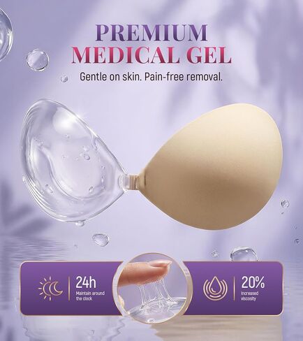 Invisible Strapless Sticky Bra for Women, Ultra Adhesive Push Up Silicone Bra, Reusable Cleavage Lift Bra for Backless Dress Nude in Saudi Arabia