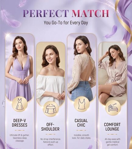 Invisible Strapless Sticky Bra for Women, Ultra Adhesive Push Up Silicone Bra, Reusable Cleavage Lift Bra for Backless Dress Nude in Saudi Arabia