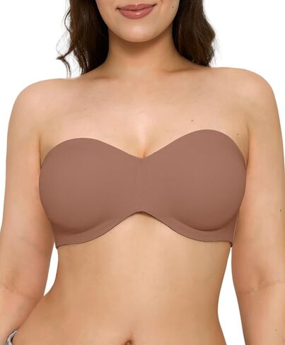 Popilush Strapless Bra Unlined Underwire No Padding Anti-Slip Women's Bandeau Bra Light Support Everyday Bras Comfortable in Kuwait