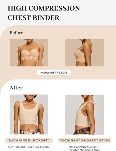 Chest Binder, FTM Chest Compression Bra for Large Breasts, Women's Comfort Top in Kuwait