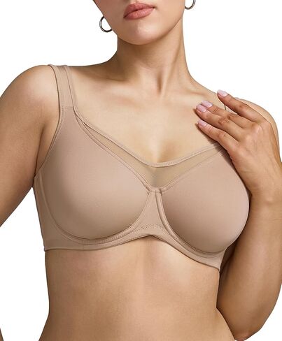 Women's Minimizer Bra Full Coverage Unlined Underwire Support for Large Bust High Back Coverage Daily Bra 34C-40F in Saudi Arabia