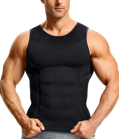 Nebility Mens Compression Shirt Slimming Body Shaper Vest Workout Tank Tops Mens Shapewear in Kuwait