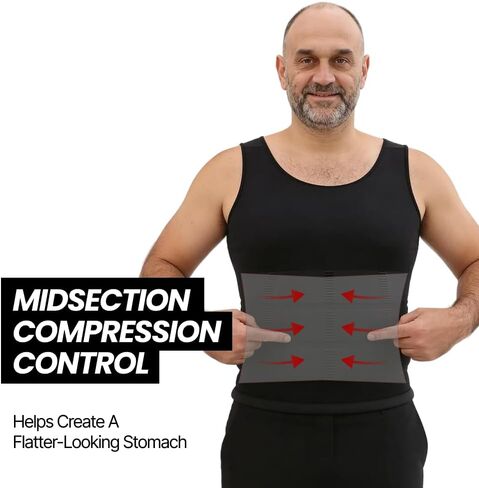 Shaping Tank Men 2.0 - Compression Shirt Slimming Body Shaper Vest, Breathable Stretch Undershirt in Kuwait