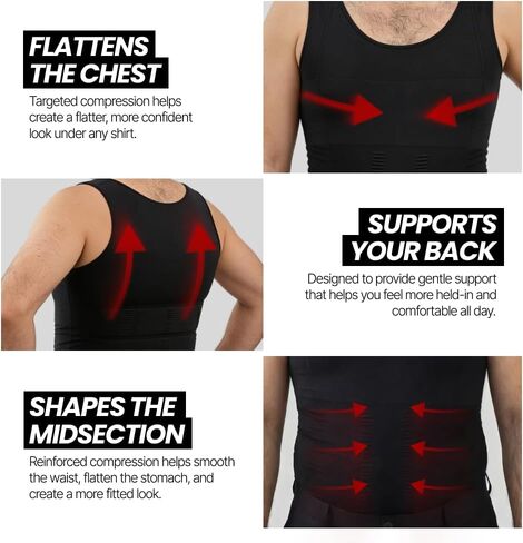 Shaping Tank Men 2.0 - Compression Shirt Slimming Body Shaper Vest, Breathable Stretch Undershirt in Kuwait