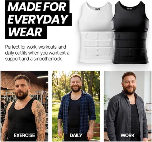 Shaping Tank Men 2.0 - Compression Shirt Slimming Body Shaper Vest, Breathable Stretch Undershirt in Kuwait