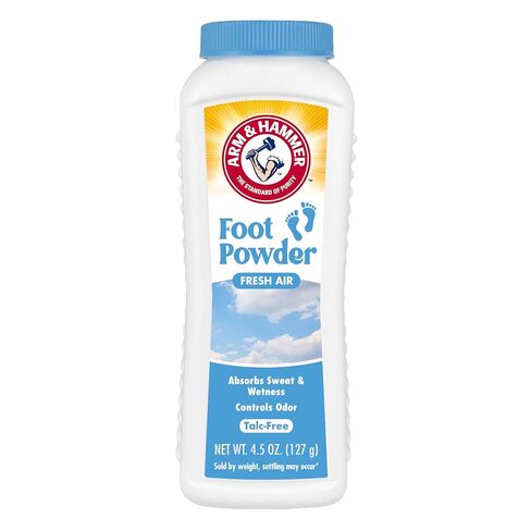 Arm and Hammer 4.5oz Foot Powder for Shoe Odor Elimination and Moisture Control with Corn Starch and Baking Soda Talc Free for Cool, Dry, and Fresh Feet, Aqua Refresh Scent in Kuwait