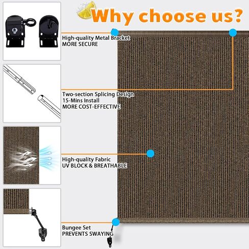 Outdoor Roller Shades for Patio 8'Wx8'H Black, 90% UV Block & Privacy Protection Outdoor Blinds, Cordless Porch Shades Outdoor Roll Up with Splicing Design 15-Min Install in Kuwait