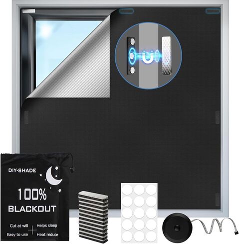 100% Magnetic Black Out Window Cover 157" x 58" Blackout Blinds No Drill, Portable Black Out Shades Blackout Curtains for Bedroom,RV,Nursery,Media Room with Strong Magnets in Saudi Arabia