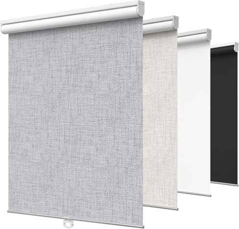 GENIMO 100% Blackout Roller Window Shades, Window Blinds Cordless with Thermal Insulated, UV Protection Fabric, Mini French Door Blinds for Home, Bedroom, Office, Grey, 10" W X 72" H in Saudi Arabia