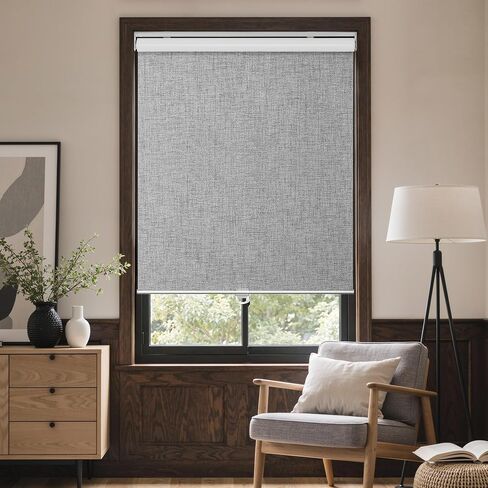 GENIMO 100% Blackout Roller Window Shades, Window Blinds Cordless with Thermal Insulated, UV Protection Fabric, Mini French Door Blinds for Home, Bedroom, Office, Grey, 10" W X 72" H in Saudi Arabia