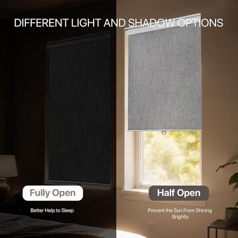 GENIMO 100% Blackout Roller Window Shades, Window Blinds Cordless with Thermal Insulated, UV Protection Fabric, Mini French Door Blinds for Home, Bedroom, Office, Grey, 10" W X 72" H in Saudi Arabia