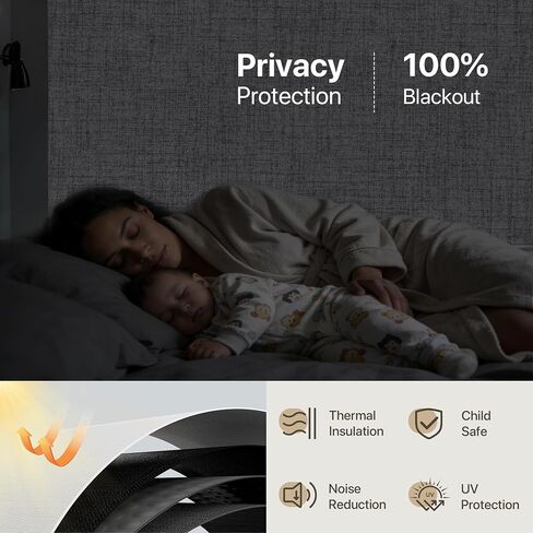 GENIMO 100% Blackout Roller Window Shades, Window Blinds Cordless with Thermal Insulated, UV Protection Fabric, Mini French Door Blinds for Home, Bedroom, Office, Grey, 10" W X 72" H in Saudi Arabia