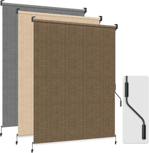 HOMEDEMO Outdoor Roller Shades for Patio, 6'W x 6' H Roll up Shade for Outside, Sun Roller Shade Cloth Roll Blinds Cordless Waterproof for Porch Gazebo Pergola Balcony Backyard Mocha in Kuwait