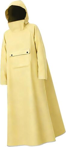 Rain Poncho with Hood and Face Shield Oxford Cloth Waterproof Long Raincoat Convenient Wear Unisex Rain Jacket Suitable for Adults Women, Yellow XXL in Saudi Arabia