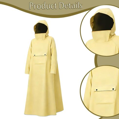 Rain Poncho with Hood and Face Shield Oxford Cloth Waterproof Long Raincoat Convenient Wear Unisex Rain Jacket Suitable for Adults Women, Yellow XXL in Saudi Arabia