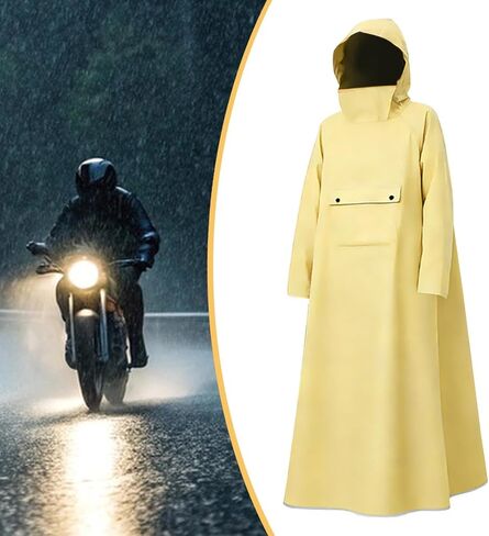 Rain Poncho with Hood and Face Shield Oxford Cloth Waterproof Long Raincoat Convenient Wear Unisex Rain Jacket Suitable for Adults Women, Yellow XXL in Saudi Arabia