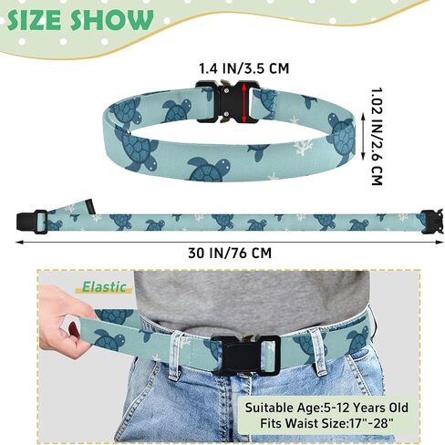 Sea Turtles Kids Elastic Belts for Boys Girls, Adjustable Stretch Belt with Metal Buckle for Baseball Golf in Saudi Arabia