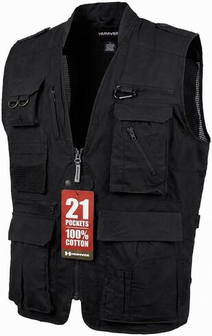 Humvee Safari Photography Vest For Men, Women, Unisex - Vest for Hunting, Fishing, Camping, Travel, Hiking, Outdoor - 100% Cotton, Khaki, Large, Christmas Gift in Kuwait