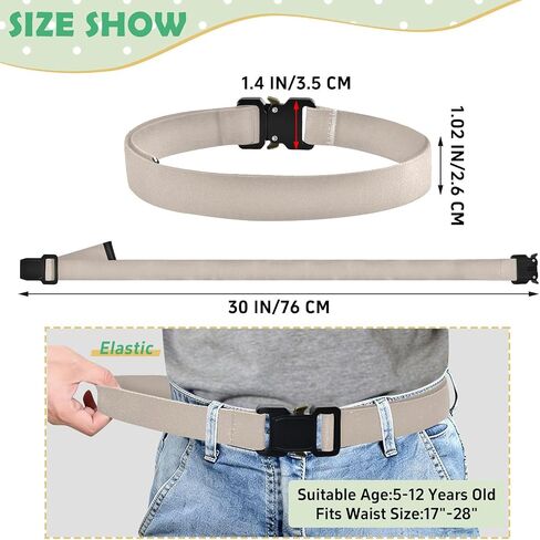 Sand Color Kids Elastic Belts for Boys Girls, Adjustable Stretch Belt with Metal Buckle for Baseball Golf in Saudi Arabia
