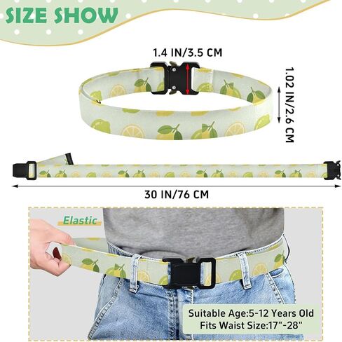 Yellow Lemons Kids Elastic Belts for Boys Girls, Adjustable Stretch Belt with Metal Buckle for Baseball Golf in Saudi Arabia
