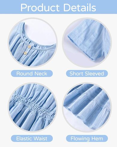 Tween Girls Summer Boho Dress Short Sleeve Tiered Smocked Solid Dresses Casual Sundress 6-14 Years in Saudi Arabia
