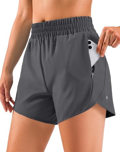 Soothfeel Women's 5" Running Athletic Shorts with Zipper Pockets Quick Dry High Waisted Workout Shorts for Women No Liner in Kuwait