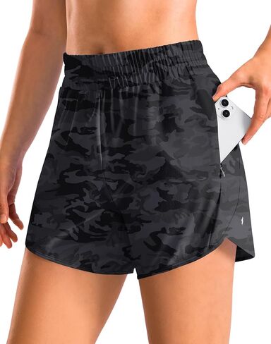 Soothfeel Women's 5" Running Athletic Shorts with Zipper Pockets Quick Dry High Waisted Workout Shorts for Women No Liner in Kuwait