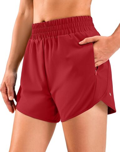 Soothfeel Women's 5" Running Athletic Shorts with Zipper Pockets Quick Dry High Waisted Workout Shorts for Women No Liner in Kuwait