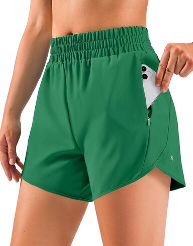 Soothfeel Women's 5" Running Athletic Shorts with Zipper Pockets Quick Dry High Waisted Workout Shorts for Women No Liner in Kuwait
