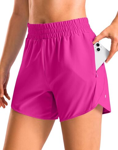 Soothfeel Women's 5" Running Athletic Shorts with Zipper Pockets Quick Dry High Waisted Workout Shorts for Women No Liner in Kuwait