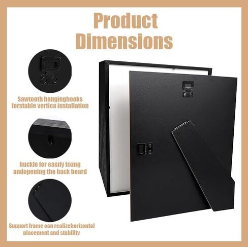 4 Pack Shadow Box Frame Display Cases, 8"x 10" Wood Deep Black Handicrafts Shadowbox Picture Frame for Flowers Jersey Baby Wedding Dress（Black） in Saudi Arabia