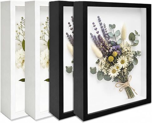 4 Pack Shadow Box Frame Display Cases, 8"x 10" Wood Deep Black Handicrafts Shadowbox Picture Frame for Flowers Jersey Baby Wedding Dress（Black） in Saudi Arabia