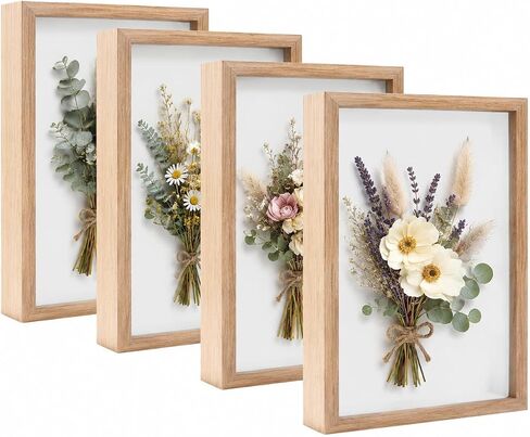 4 Pack Shadow Box Frame Display Cases, 8"x 10" Wood Deep Black Handicrafts Shadowbox Picture Frame for Flowers Jersey Baby Wedding Dress（Black） in Saudi Arabia