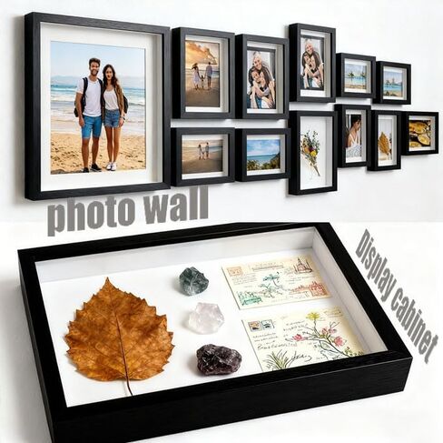 4 Pack Shadow Box Frame Display Cases, 8"x 10" Wood Deep Black Handicrafts Shadowbox Picture Frame for Flowers Jersey Baby Wedding Dress（Black） in Saudi Arabia
