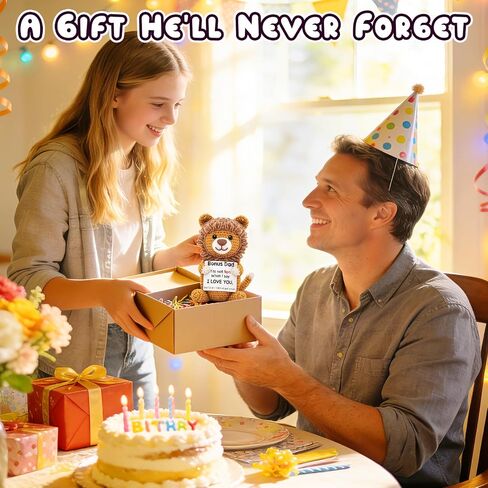 WELLBANEE Bonus Dad Fathers Day Birthday Gifts, Positive Lion Step Dad Gifts from Daughter Son Wife, Small I Love You Gift for Dads Papa, Funny Cute Leo Doll for Bonus-Dads in Saudi Arabia