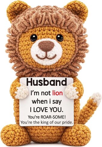 WELLBANEE Bonus Dad Fathers Day Birthday Gifts, Positive Lion Step Dad Gifts from Daughter Son Wife, Small I Love You Gift for Dads Papa, Funny Cute Leo Doll for Bonus-Dads in Saudi Arabia