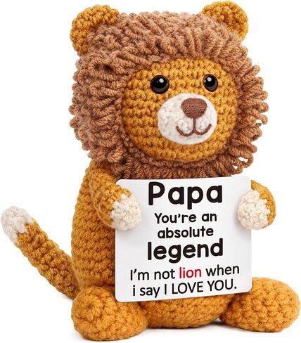 WELLBANEE Bonus Dad Fathers Day Birthday Gifts, Positive Lion Step Dad Gifts from Daughter Son Wife, Small I Love You Gift for Dads Papa, Funny Cute Leo Doll for Bonus-Dads in Saudi Arabia