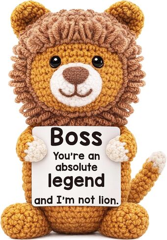WELLBANEE Bonus Dad Fathers Day Birthday Gifts, Positive Lion Step Dad Gifts from Daughter Son Wife, Small I Love You Gift for Dads Papa, Funny Cute Leo Doll for Bonus-Dads in Saudi Arabia