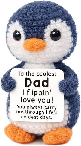 Fathers Day Dad Gifts from Daughter Son, Mini Dad Birthday Gift Father's Day Card Decoration Ideas Funny Daddy Gift Bonus Step New Single Best Dads Ever Present Christmas 2026 Handmade Crochet Penguin in Saudi Arabia
