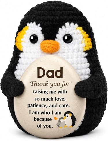 Crochet Penguin Gift for Dad, Handmade Emperor Penguin Holding Egg Thank You Keepsake, Meaningful Gift for Daddy Papa Father, Father’s Day Birthday Appreciation Gift in Saudi Arabia